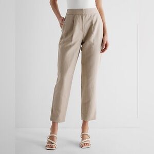 NWT Express Stylist Super High Waisted Linen-blend Metallic Stripe Ankle Pant